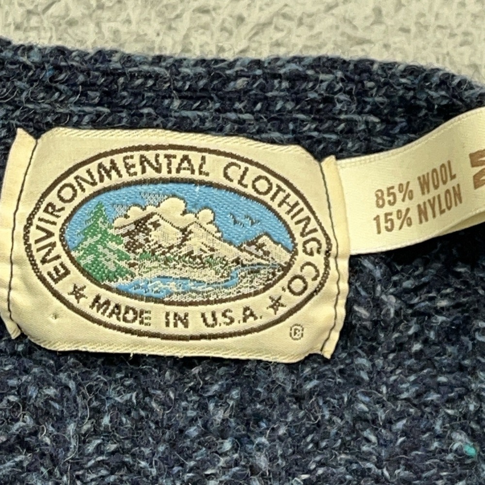 Environmental Clothing Cardigan Sweater Mens M Wool Vintage USA Made GrandpaCore - Picture 5 of 6